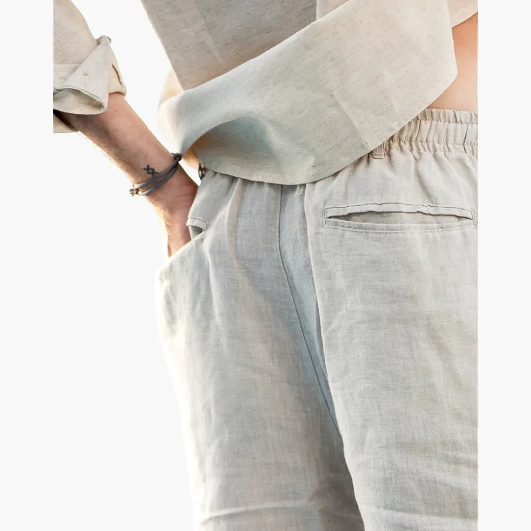 Men's Linen Shorts with Drawstring and Side Pockets