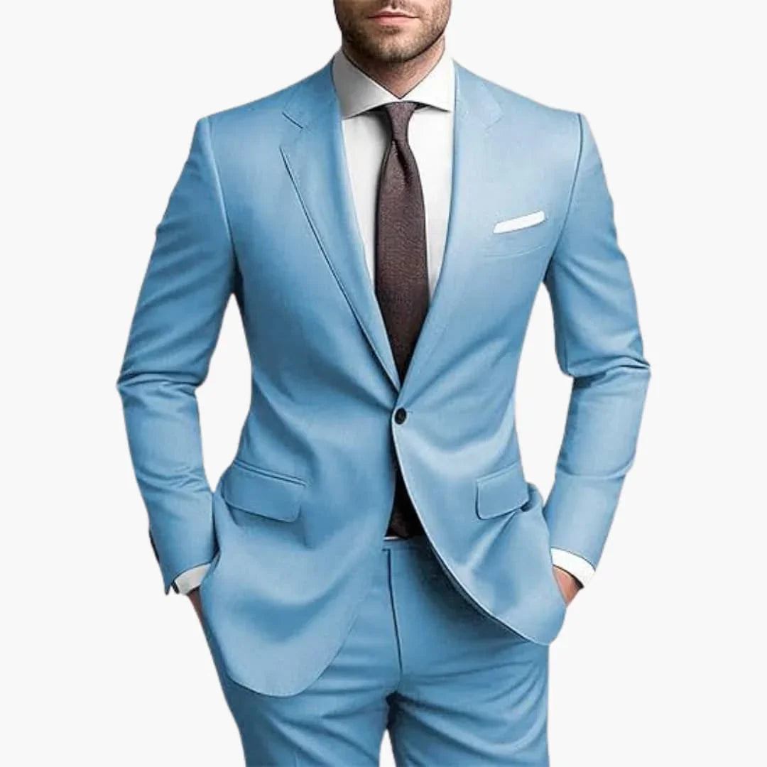 Men's Suit Two-Piece with Notched Lapel and Slim Fit