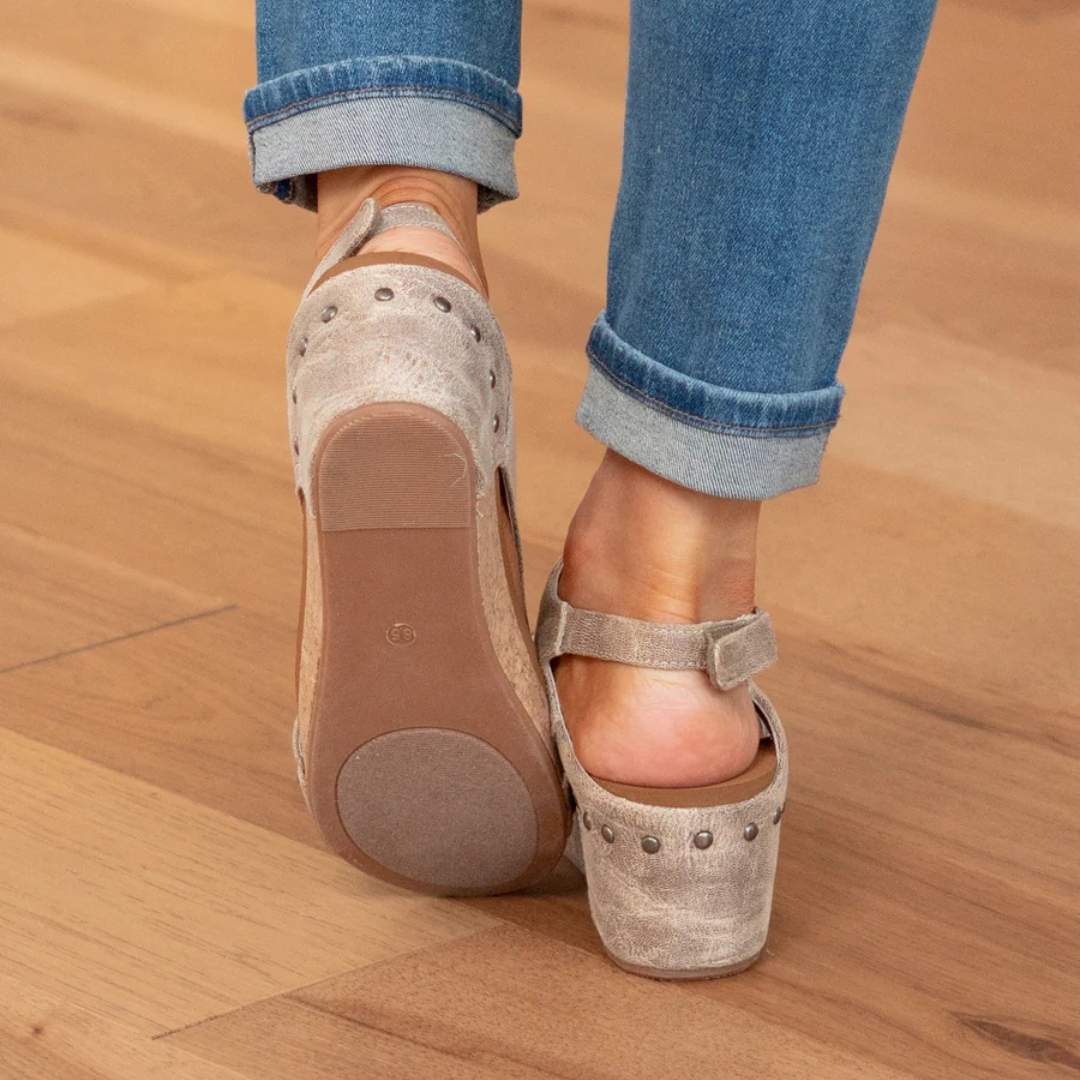 Womens Orthopedic Sandals with Wedge Sole and Elastic Straps