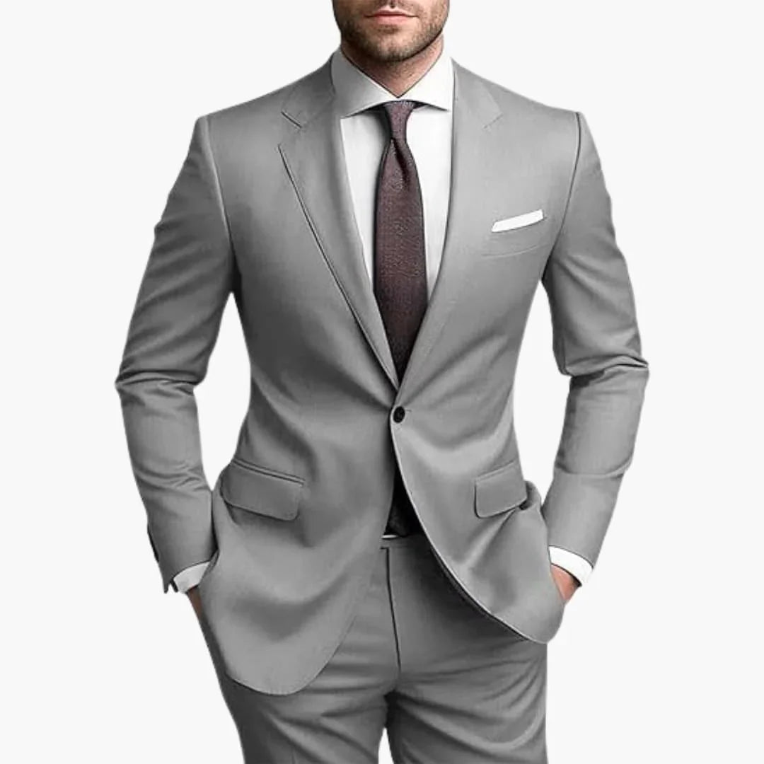 Men's Suit Two-Piece with Notched Lapel and Slim Fit