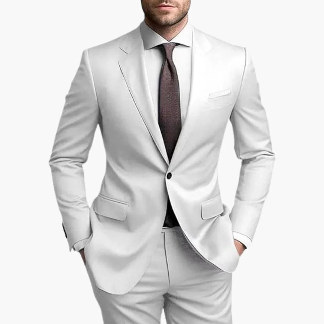 Men's Suit Two-Piece with Notched Lapel and Slim Fit