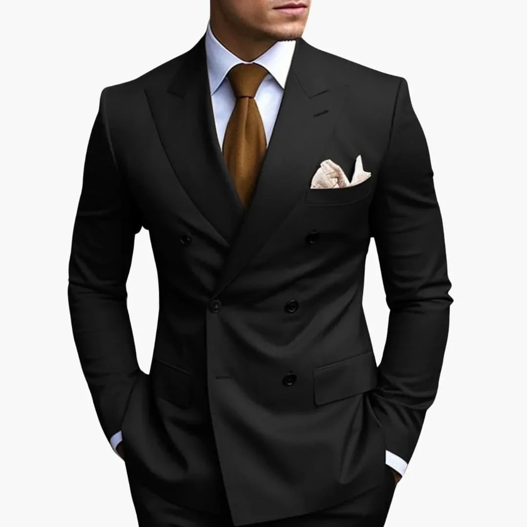Men's Suit with Notched Lapel and Double-Breasted Design
