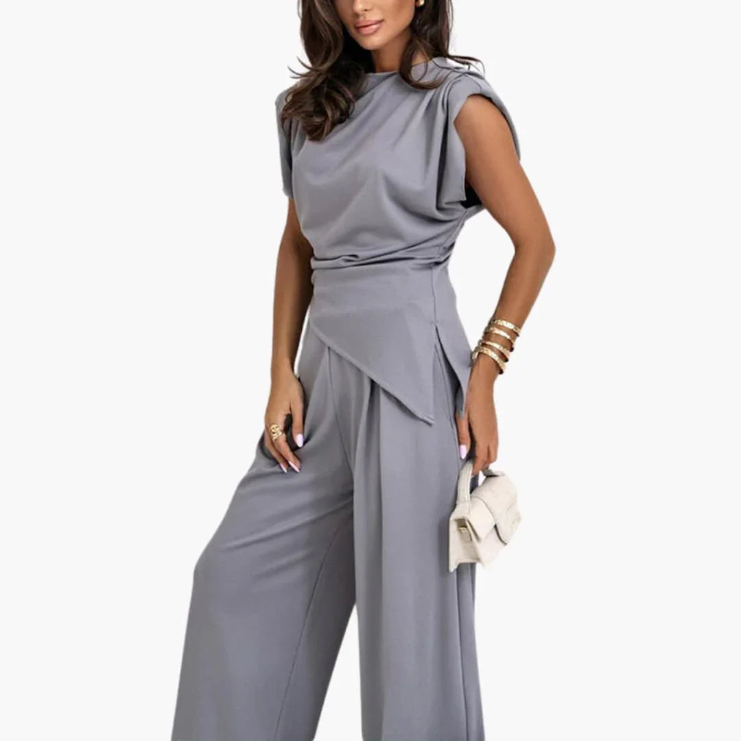 Two-Piece Women's - Elegant Pantsuit with Wide Legs
