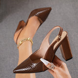 Women's Heels with Ankle Strap and Pointed Toe Design