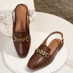 Women's Sandals with Buckle Closure and Square Toe