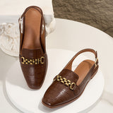 Women's Sandals with Buckle Closure and Square Toe