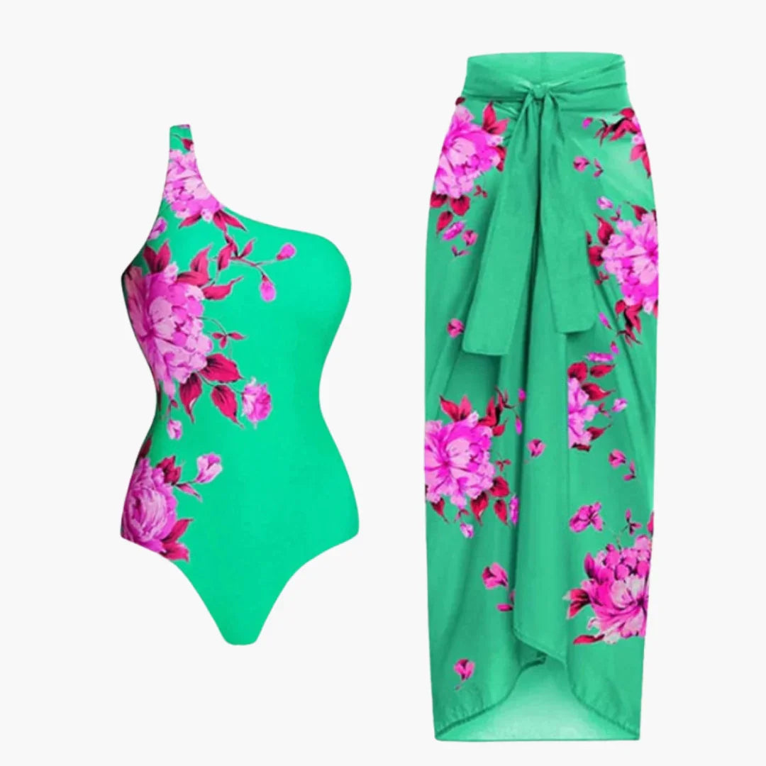 Swimsuit with Cover-Up - Women's One-Piece with Beach Skirt