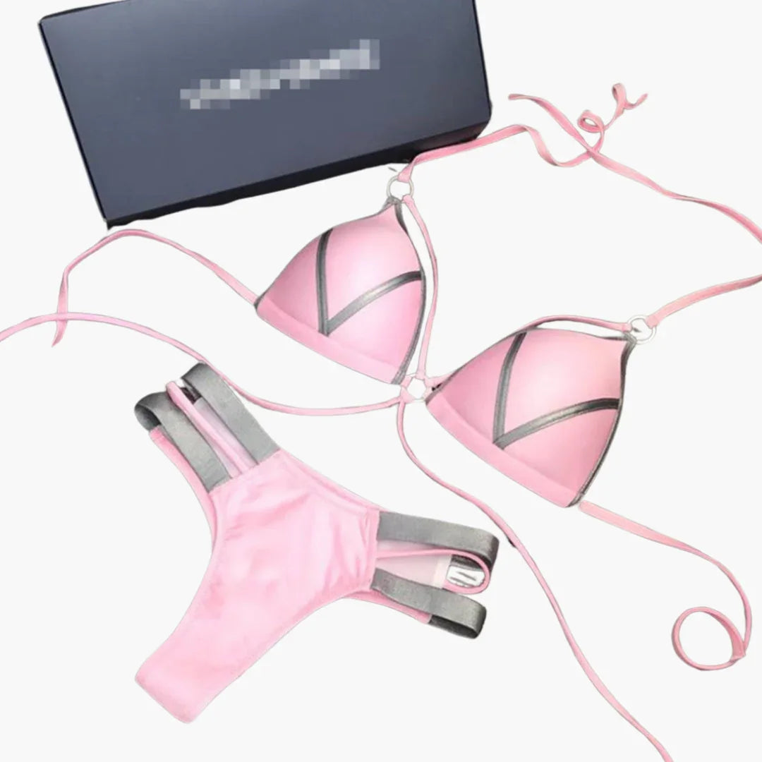 Bavane | Triangle Bikini Set - Women's Swimwear with Golden Details
