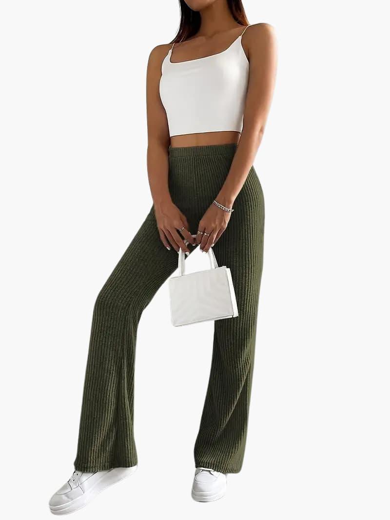 Bavane | Wide High Waist Knit Pants for Women  Comfortable Lounge Fit