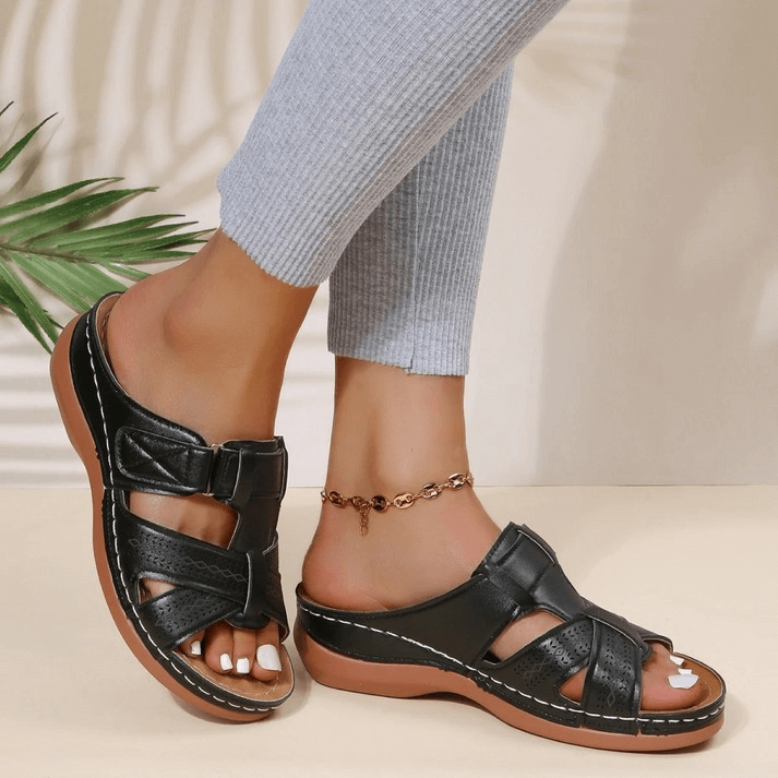 Women's Orthopedic Sandals with Leather Upper and Arch Support