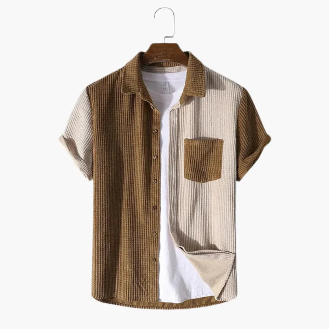 Men's Summer Set in Waffle Structure with Shirt and Shorts