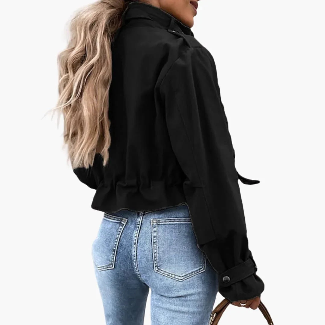 Cropped Transitional Jacket with Pockets for Women