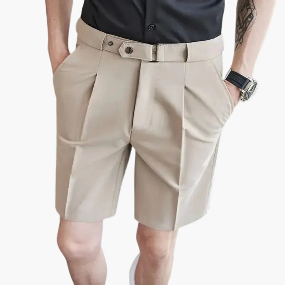 Men's Summer Shorts with Pleats and Belt Loops
