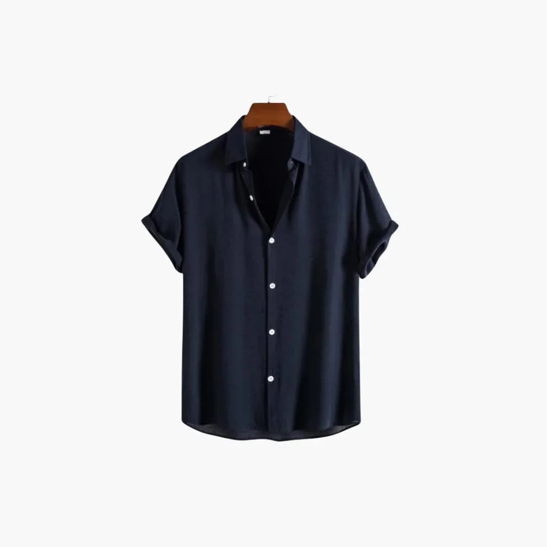 Men's Summer Pajama Set with Short Sleeve Shirt and Long Pants