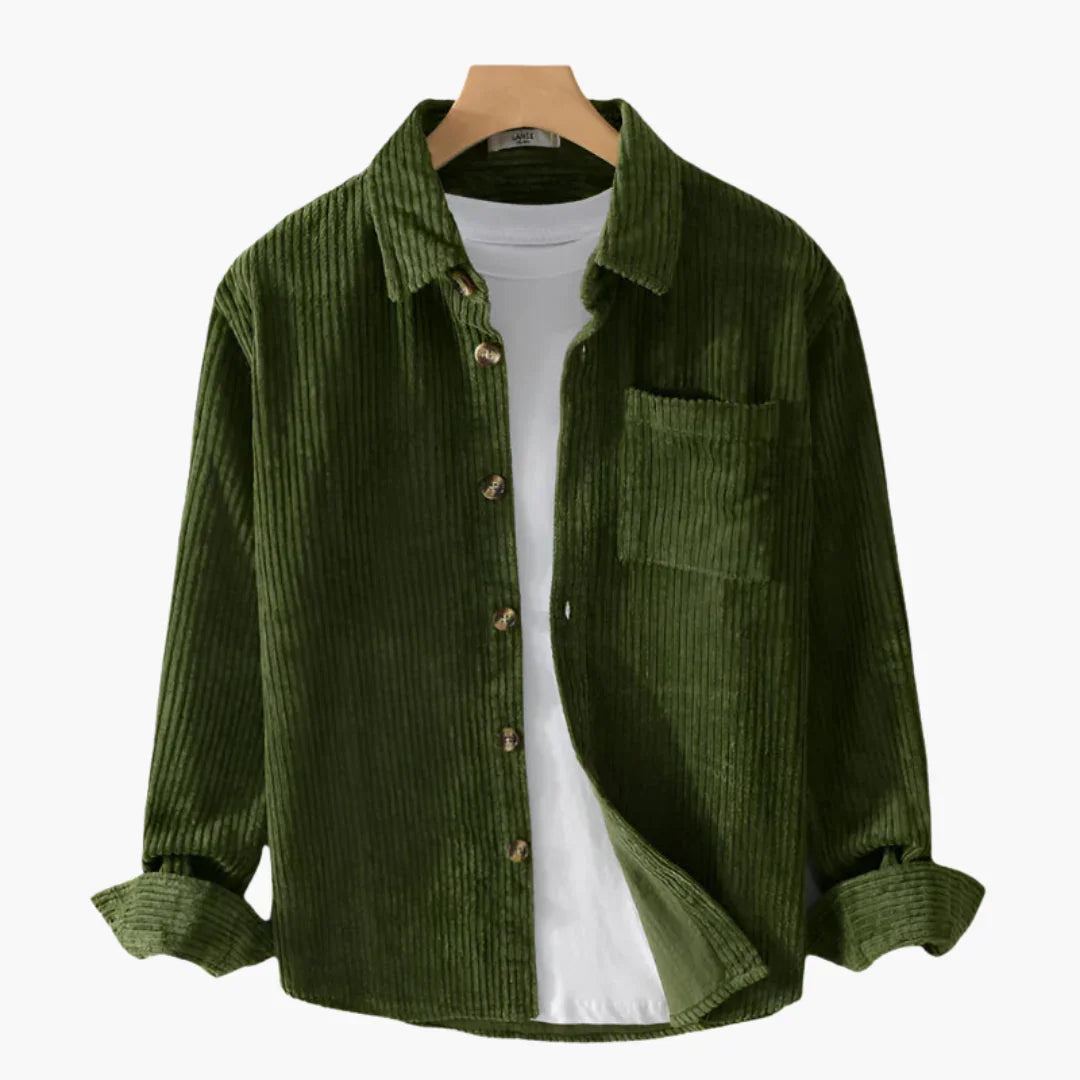 Bavane | Cord Overshirt for Men - Oversized Long Sleeves and Button Placket