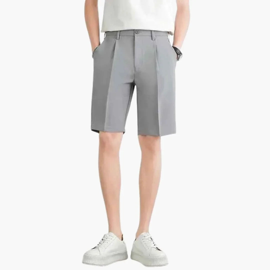 Men's Summer Shorts with Pleats, Zipper, and Slim Fit