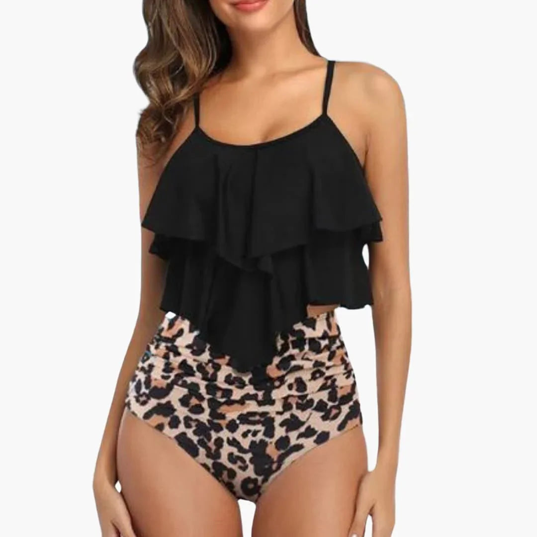 Two-Piece Women's Tankini with Ruffles and Tummy Control