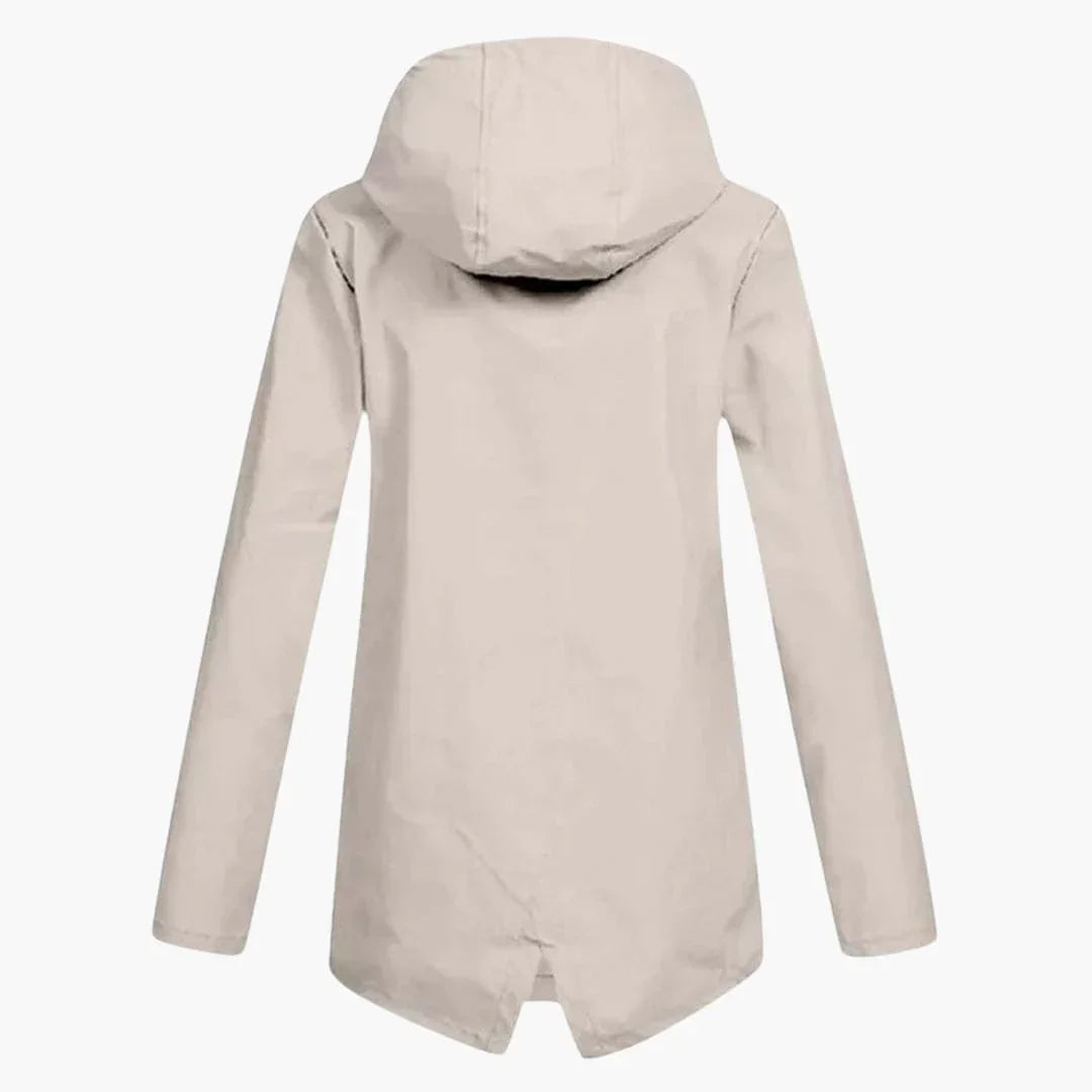 Women's Raincoat with Adjustable Hood and Zipper