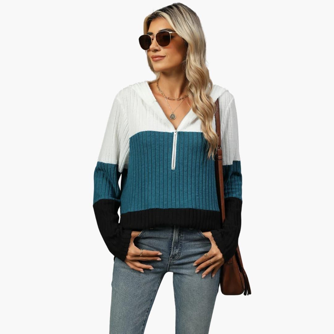 Bavane | Women's Sweater with High Collar and Zipper
