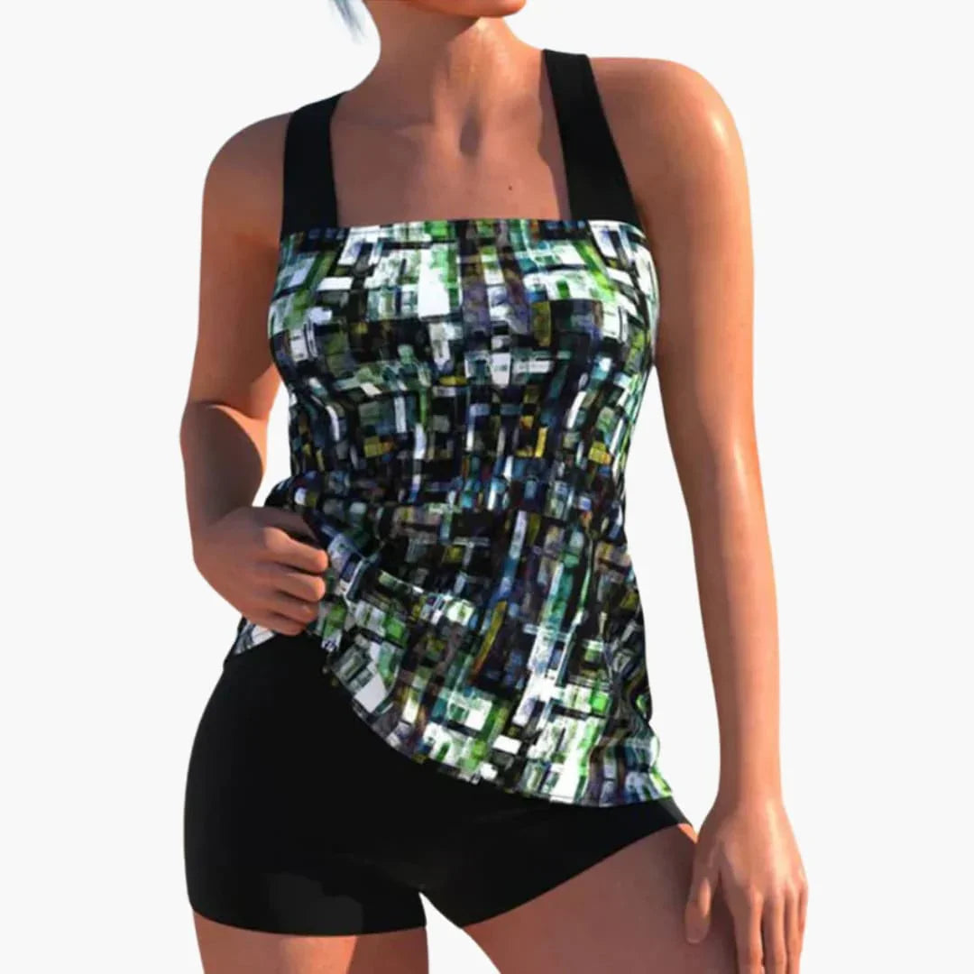 Bavane | Printed Women's Tankini with Shorts and Figure-Flattering Fit