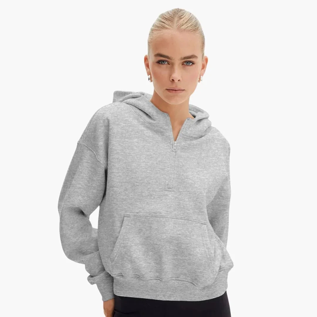 Bavane | Women's Hoodie with Half Zipper and Pocket