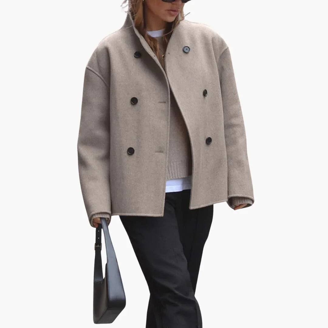 Women's Jacket with Loose Fit and Button Closure in Front