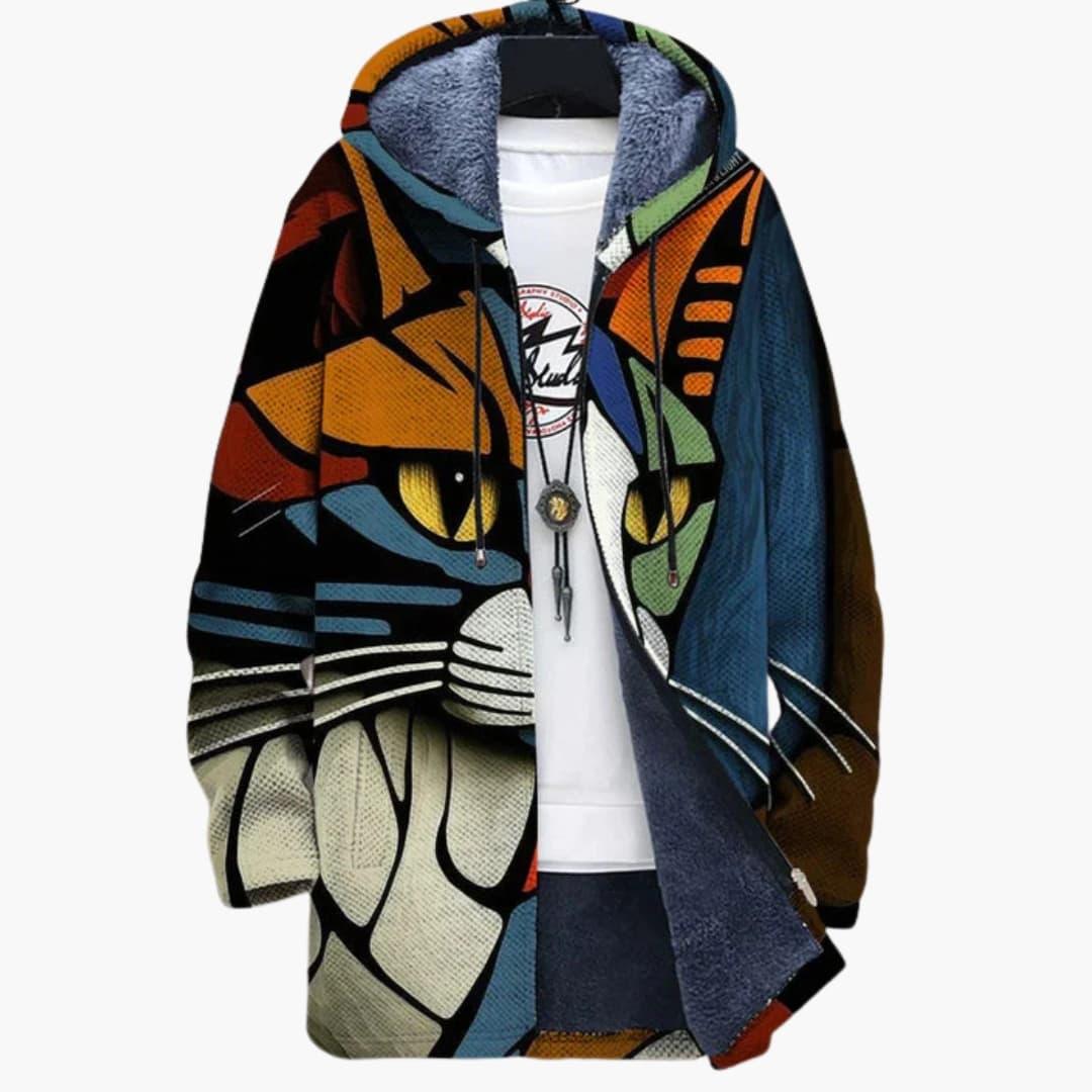 Bavane | Hooded Zip-Up Sweatshirt with Cat Design for Unisex