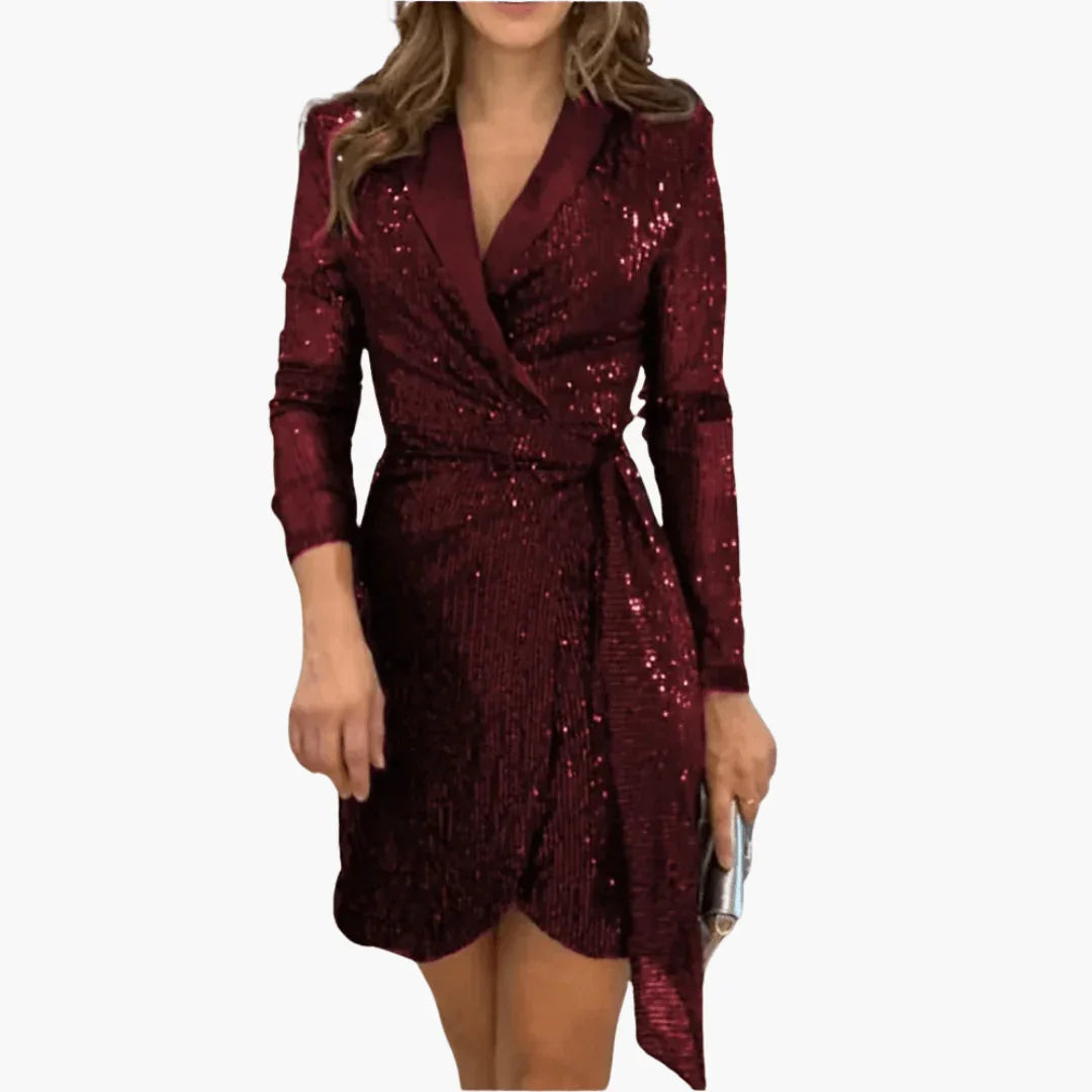 Bavane | Sequin Wrap Dress for Women  Festive & Elegant