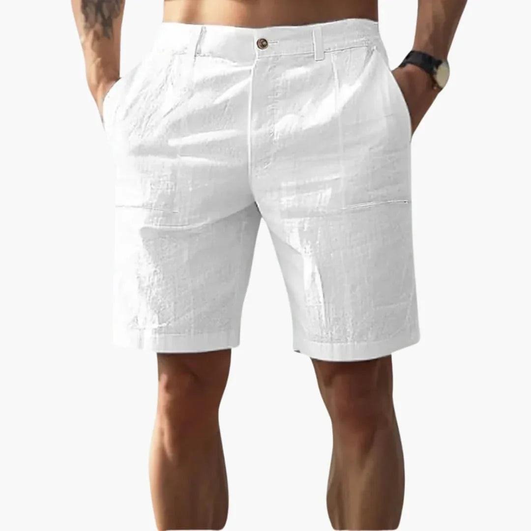 Men's Linen Shorts with Zipper and Side Pockets