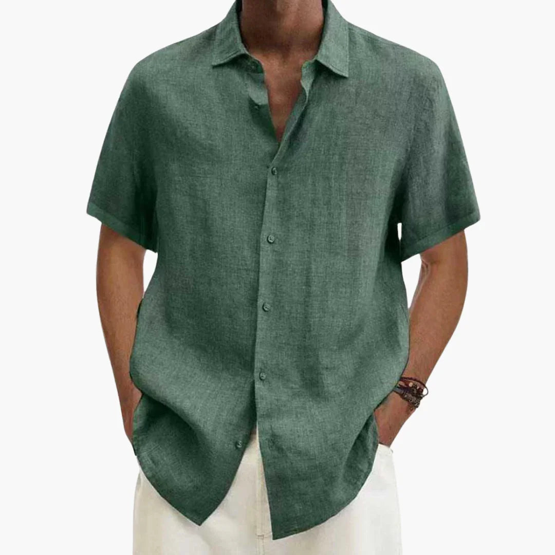 Bavane | Men's Casual Shirt - Short Sleeve with Button Placket, Summer Style