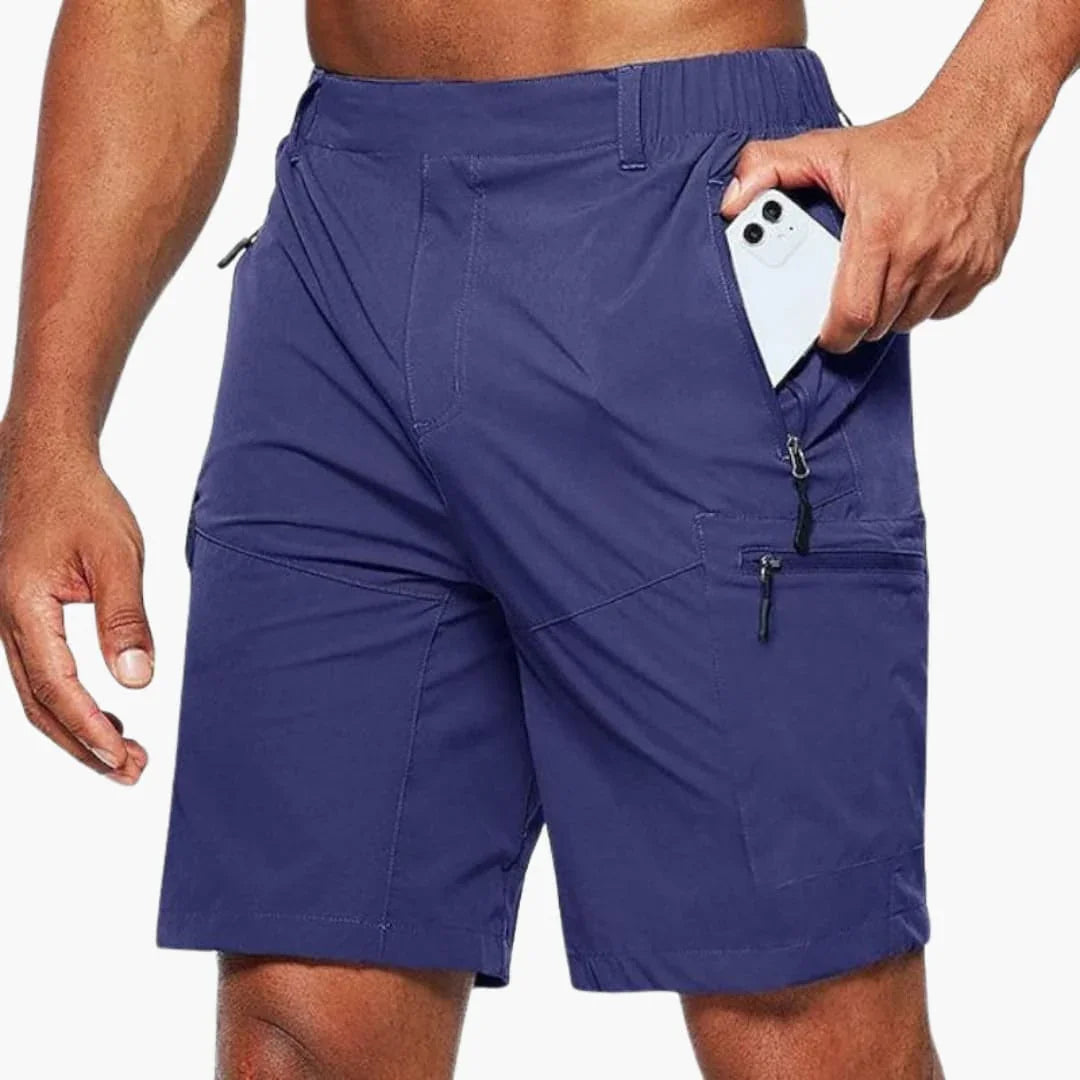 Men's Cargo Shorts with Zipper Pockets and Ripstop Fabric