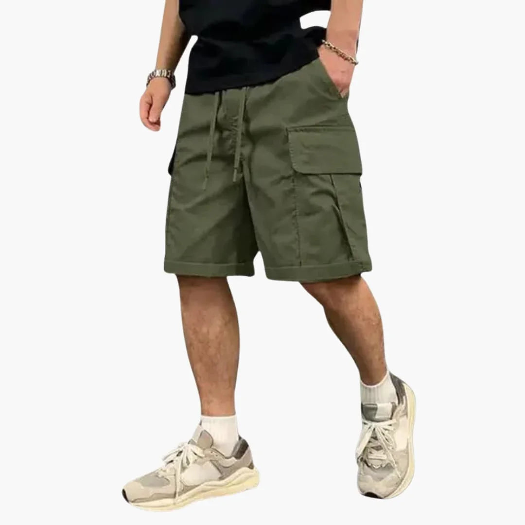 Men's Cargo Shorts with Pockets and Drawstring for Summer