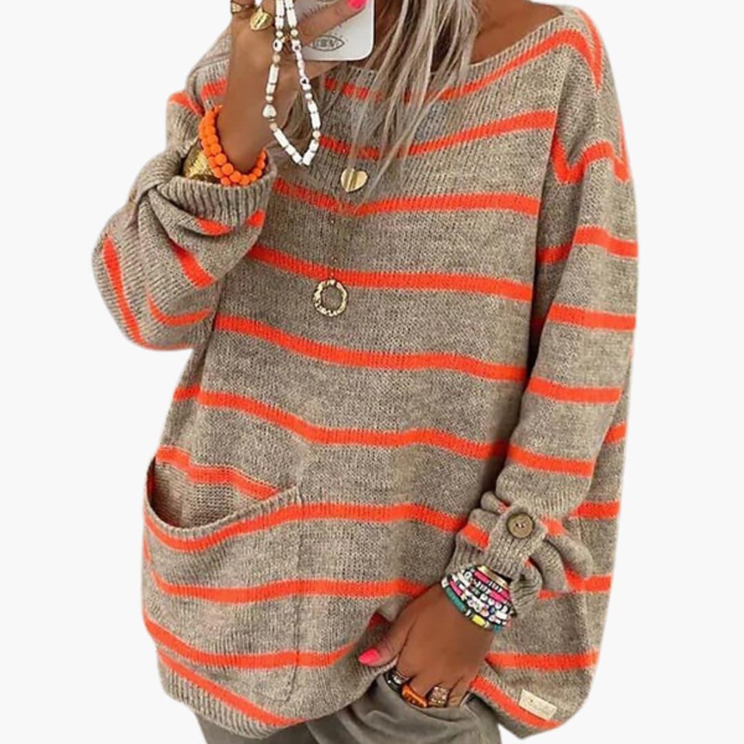 Bavane | Women's Sweater with Boat Neck and Front Pocket