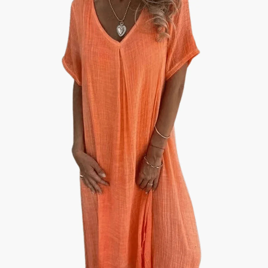 Bavane | Women's V-Neck Summer Dress - Loose and Comfortable