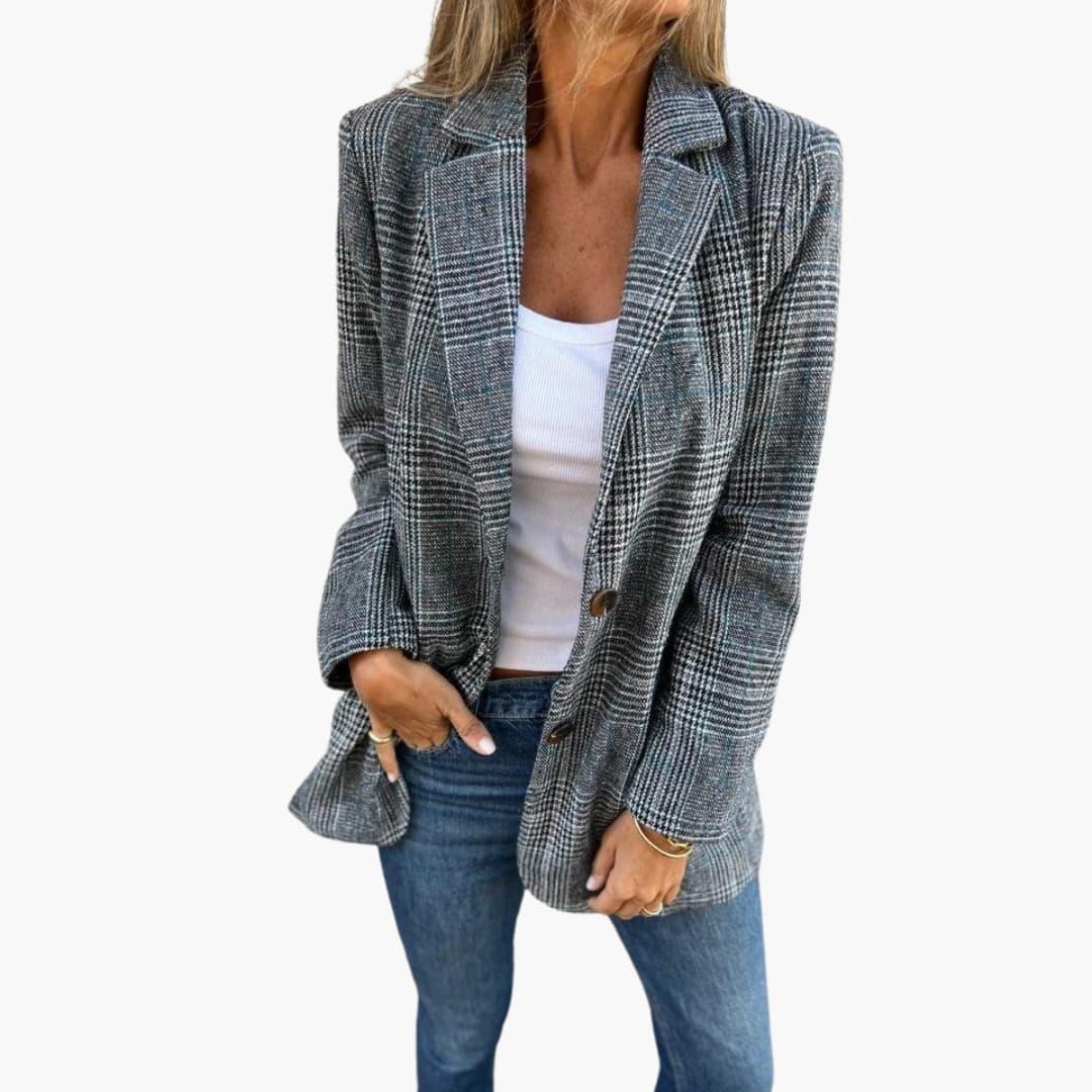 Checked Blazer for Women - Tailored Slim Fit Look