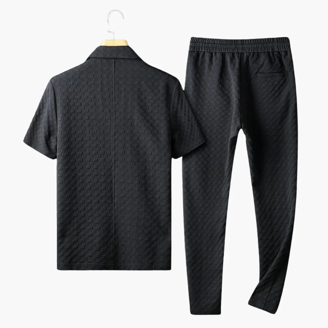 Men's Summer Loungewear Set with Button Placket and Jogging Pants