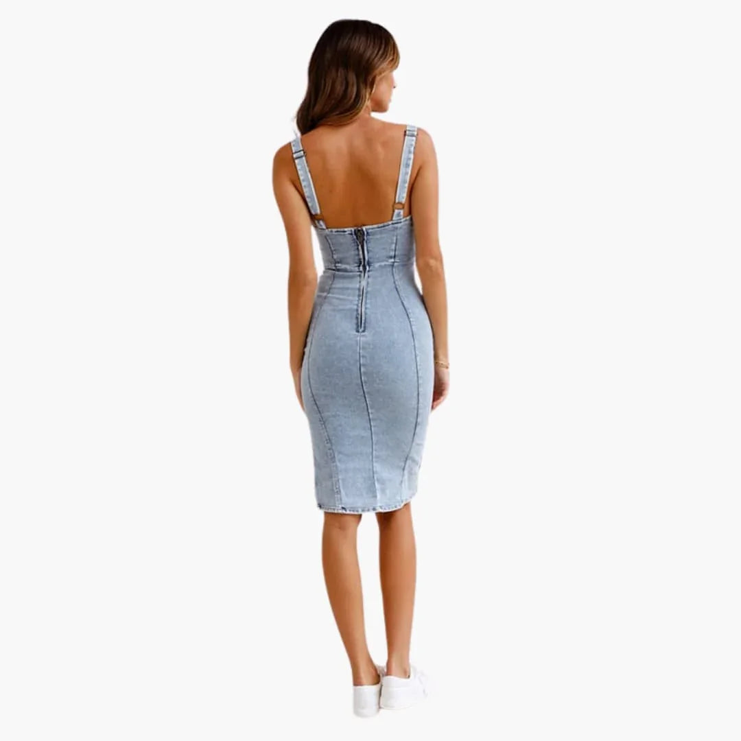 Camisole Dress Sleeveless - Midi Dress for Women with Round Neckline