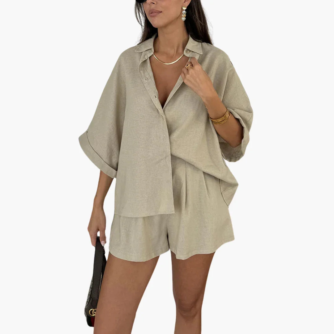 Bavane | Two-Piece Set - Women's Blouse and Shorts for Summer Days