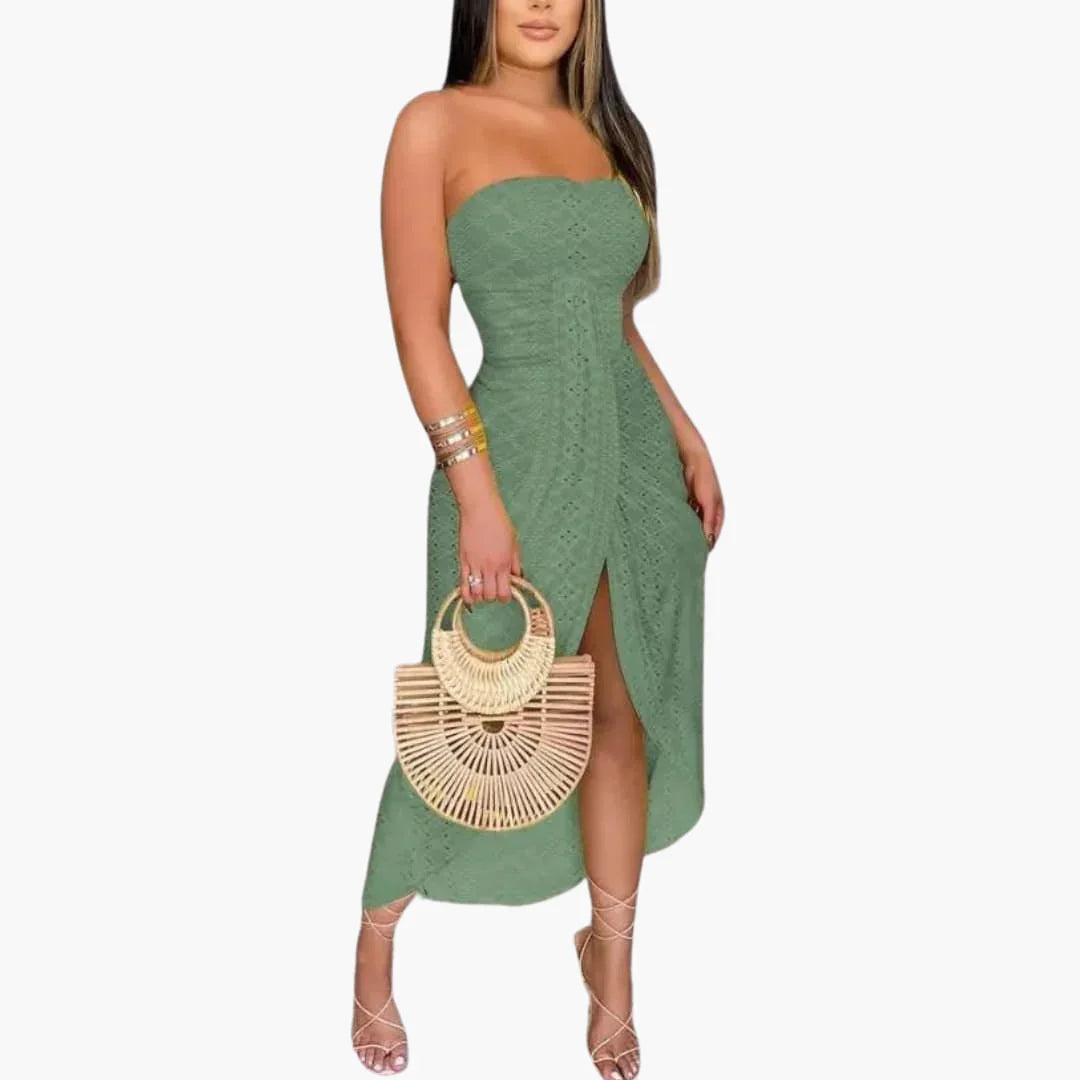 Bavane | Embroidered Midi Dress for Women  Elegant Summer Dress