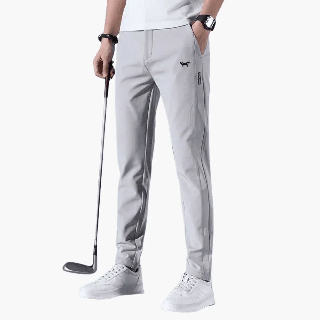 Men's Slim Fit Pants with Stretch Waistband and Zipper