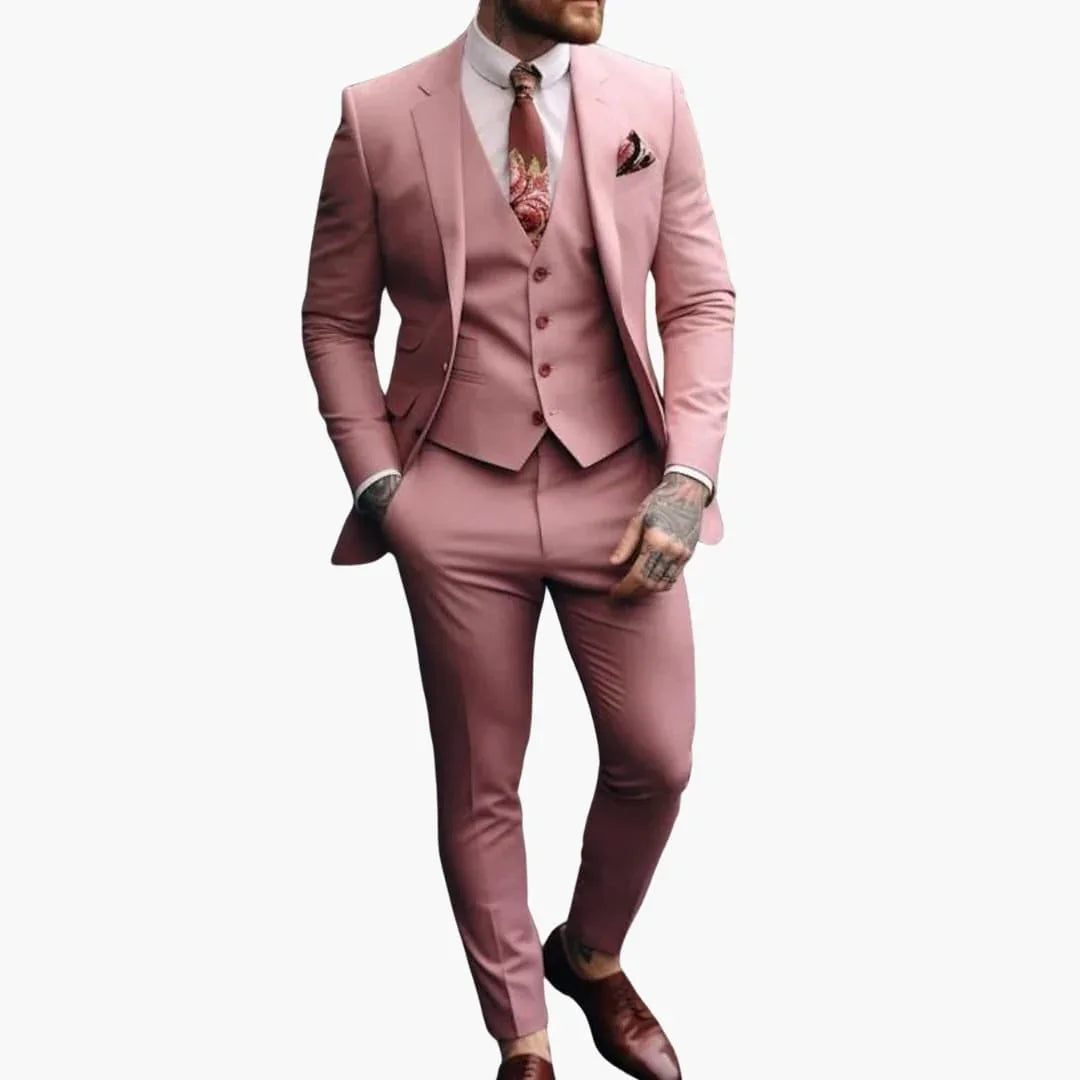 Men's Suit with Vest and One-Button Jacket for Every Season