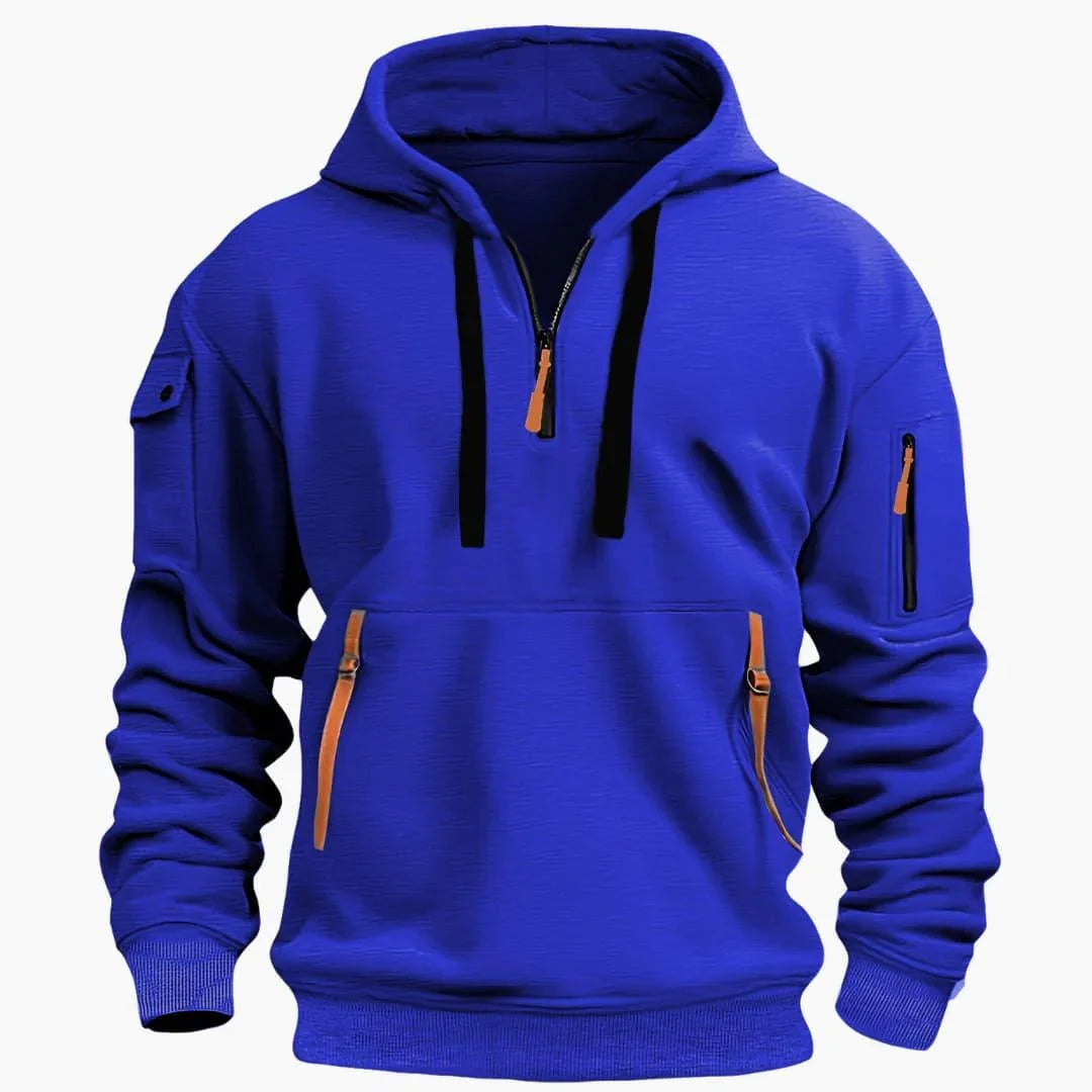 Men's Hoodie with Adjustable Hood and Zipper Pockets