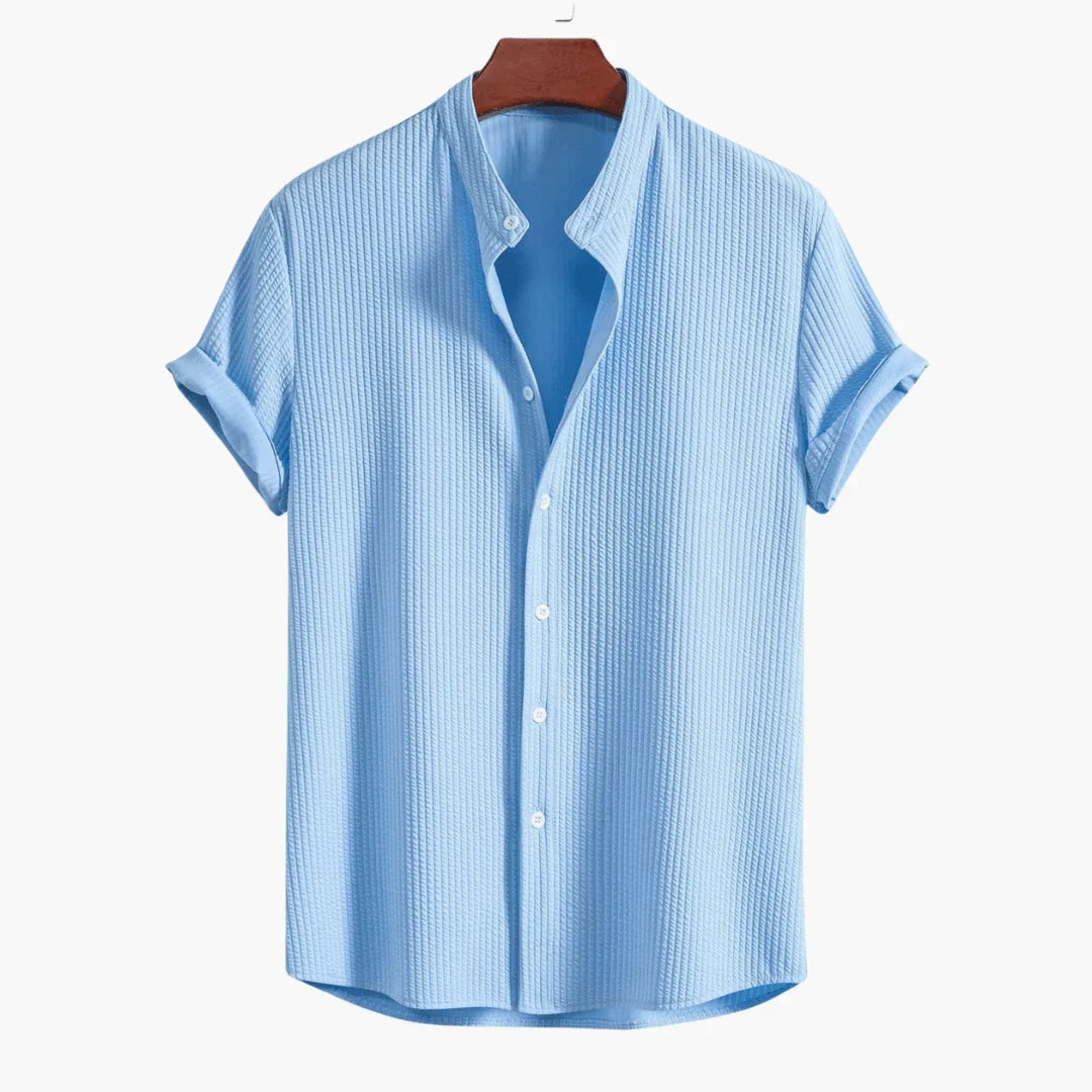 Men's Shirt with Stand-Up Collar  Casual & Comfortable for Summer