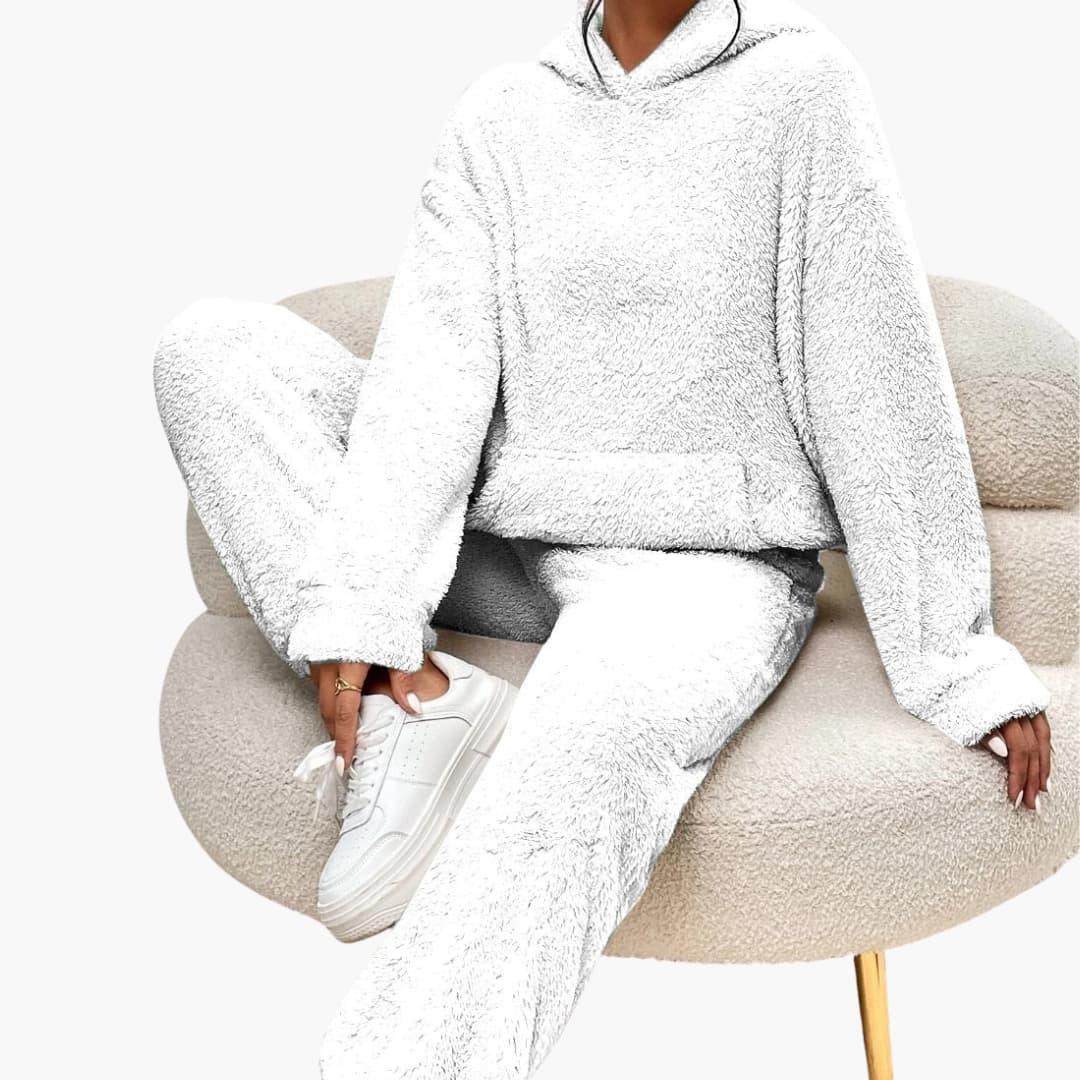 Bavane | Women's Teddy Hoodie and Pants Set with Kangaroo Pocket