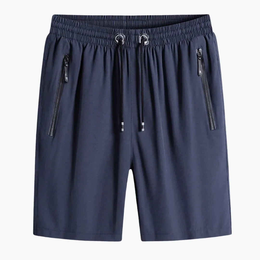 Men's Summer Shorts with Zipper Pockets and Drawstring Waist