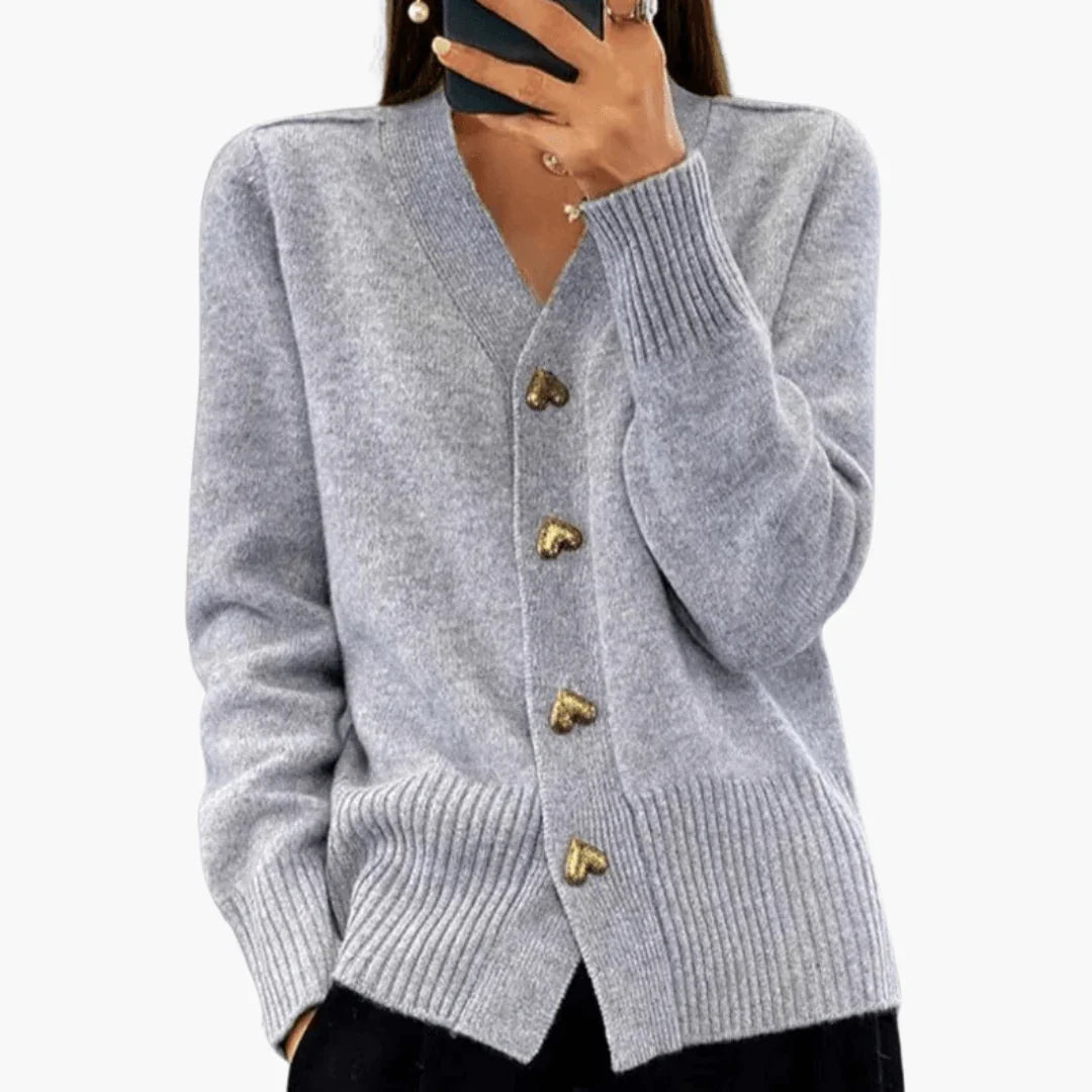 Bavane | Cardigan for Women  Elegant Cardigan with Heart Buttons