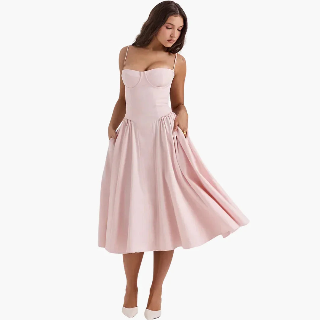 Bavane | Bustier Midi Dress for Women  Elegant, Airy & Figure-Hugging