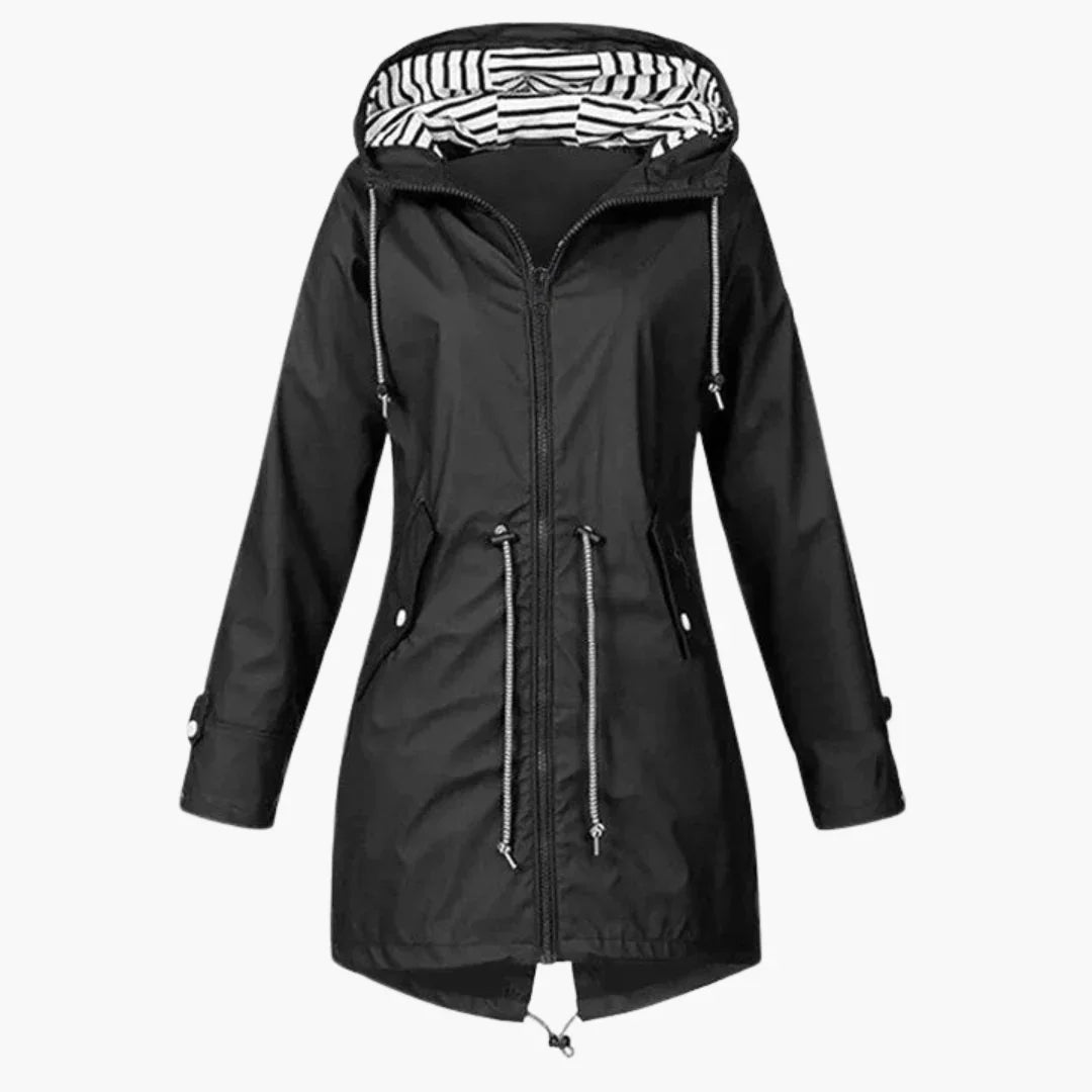 Bavane | Women's Rain Jacket with Hood and Drawstring at the Waist