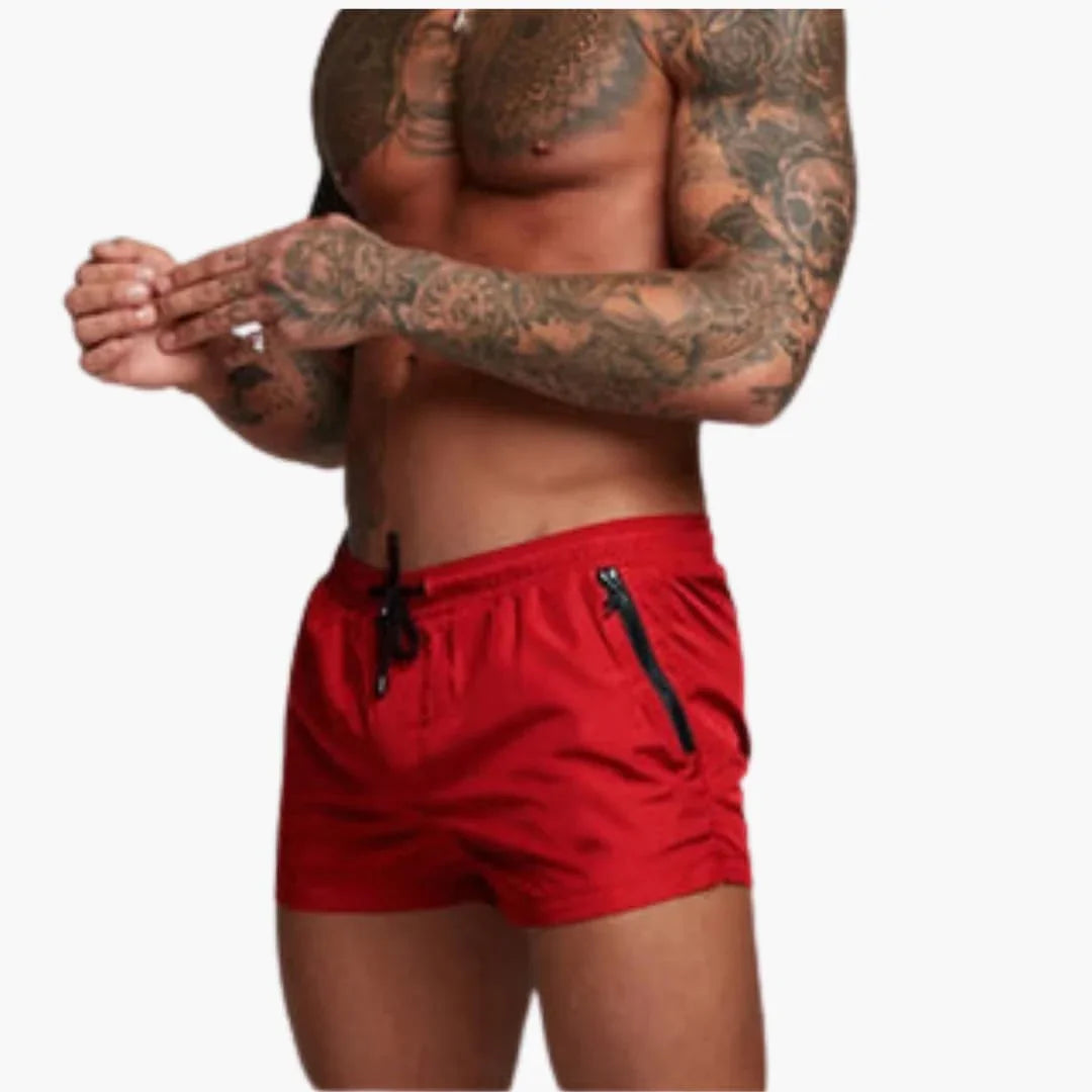 Men's Swim Shorts with Drawstring and Zip Side Pockets