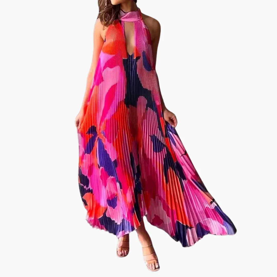Bavane | Pleated Dress for Women  Summery, with Floral Pattern